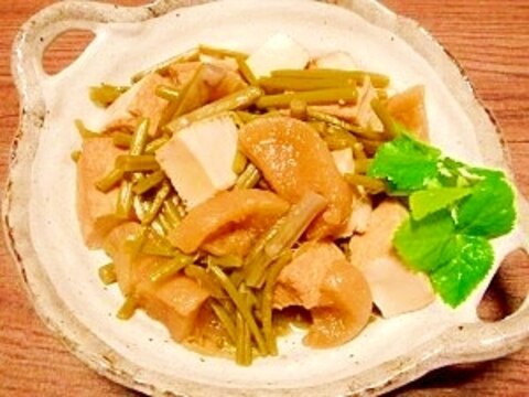 山菜赤みず☆へそ大根と厚揚げ煮